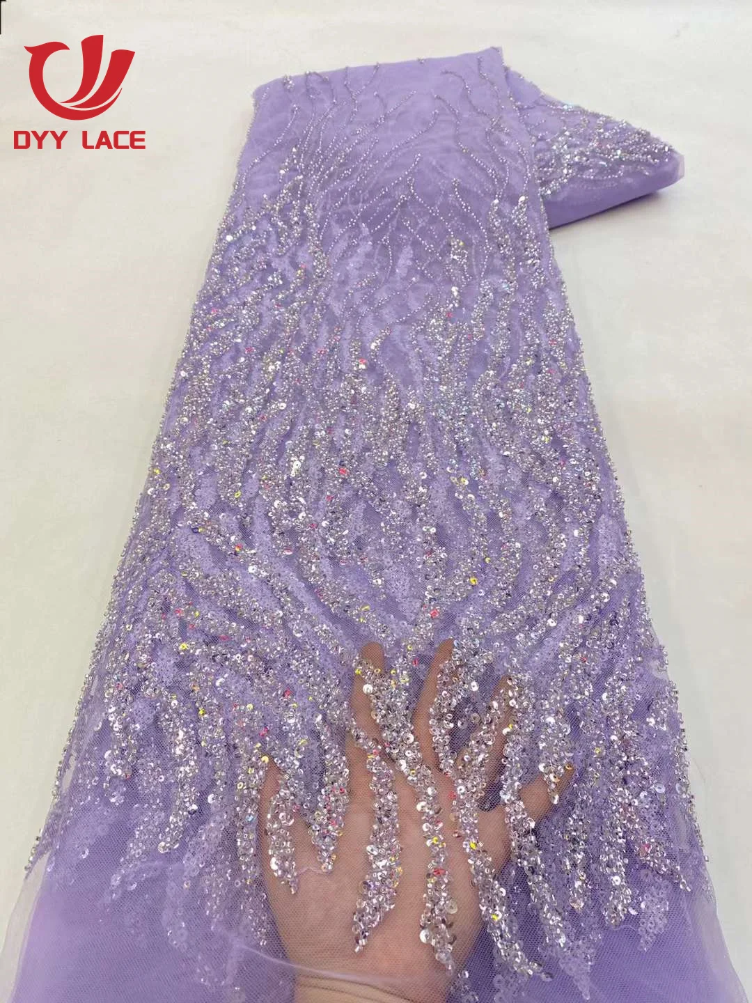 Hot Sale Luxury African Groom Lace Fabric 2023 High Quality Material Nigerian French Sequins Lace Fabric For Wedding 5 Yards