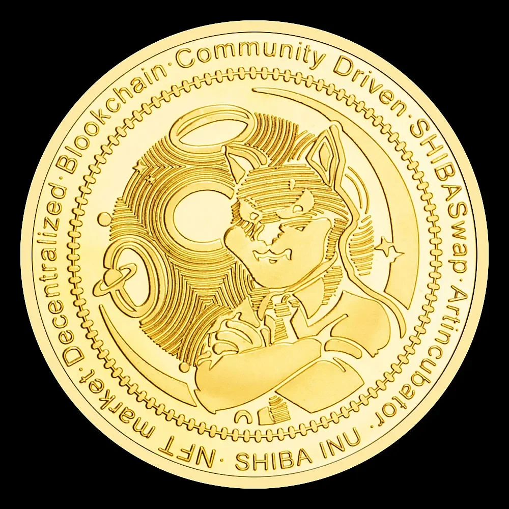 SHIBA Physical Cryptocurrency Coins Golden Plated Cute Dog Crypto Coin Collectible Souvenirs and Gifts