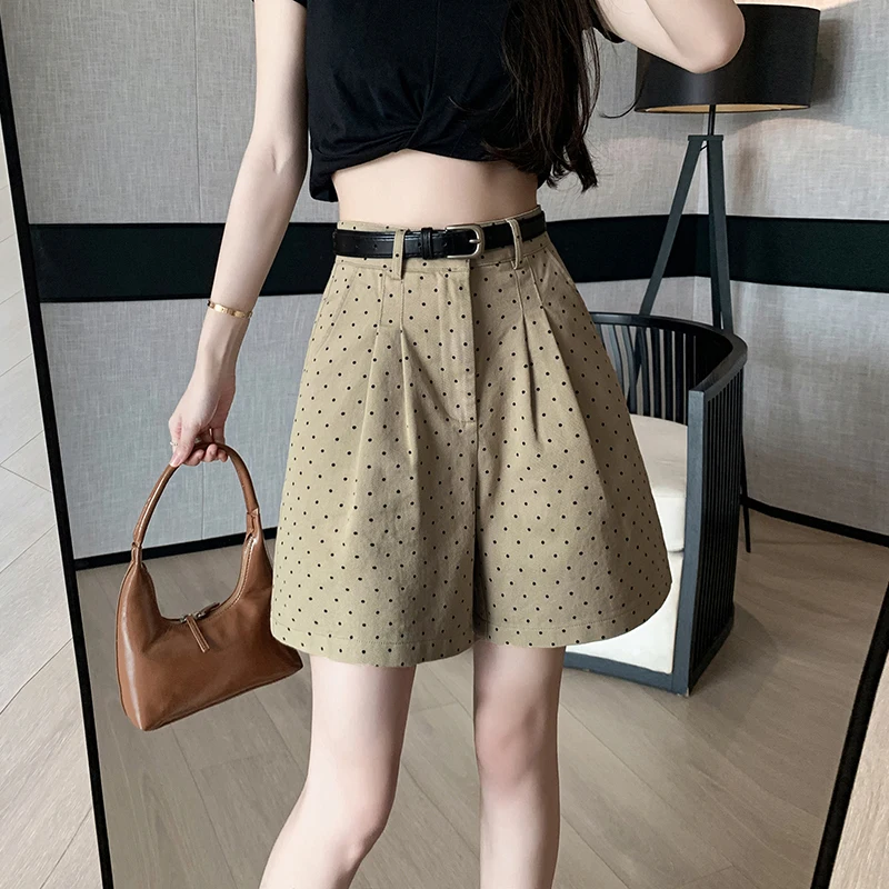 Contrast Color Fashion Wave Point Simple A-line Female Shorts Summer New Basic High Waist Street Casual Loose Women Jean Shorts