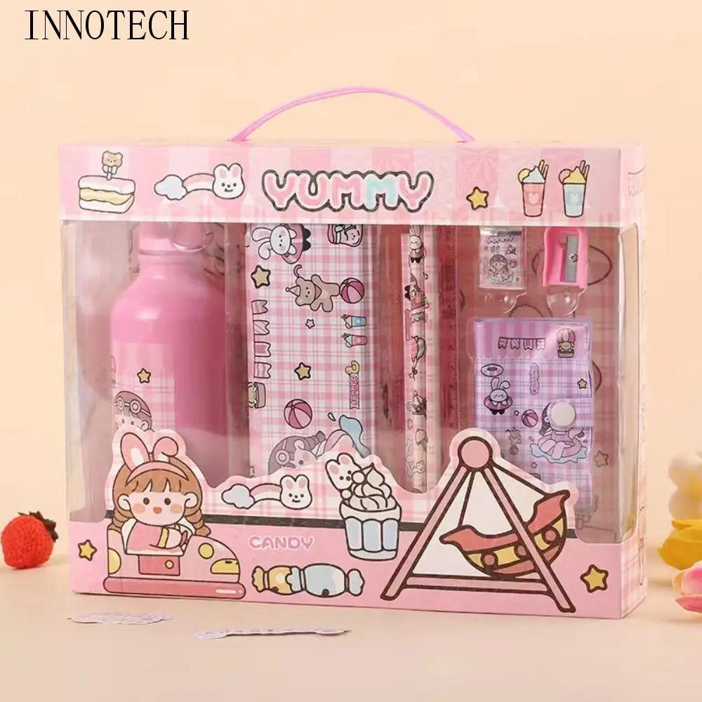 gomma-da-matita-8-in-1-set-di-cancelleria-righello-notebook-bottiglia-d'acqua-set-di-premi-per-studenti-temperamatite-kawaii