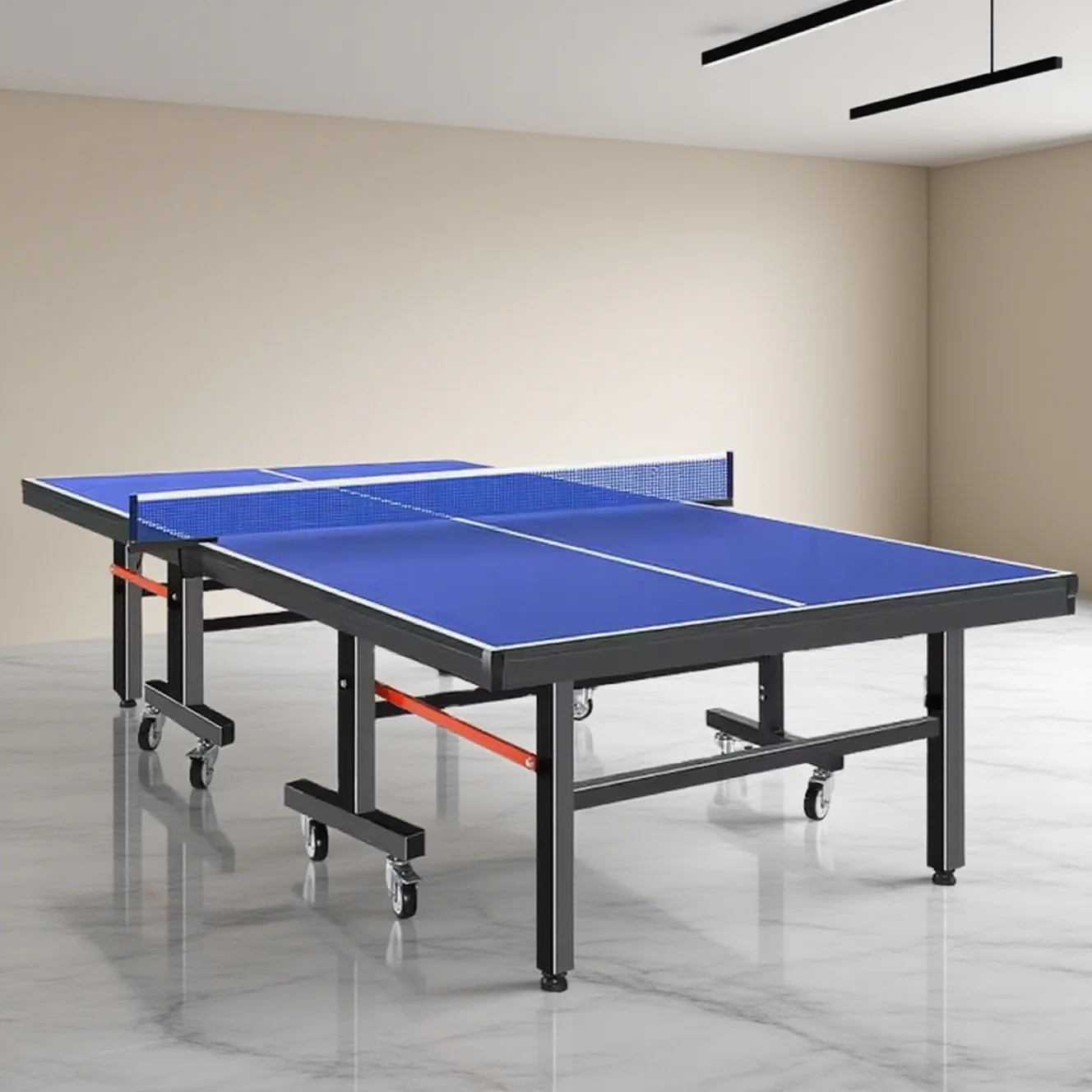 2027   Blue Foldable Cheap Indoor Table Tennis Table With Wheel