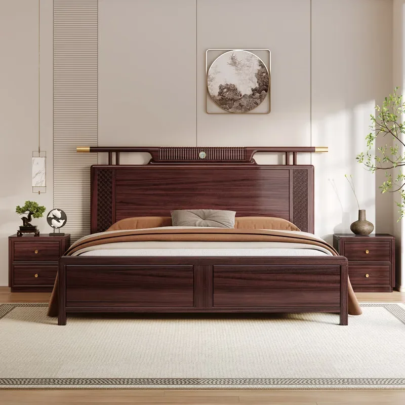 Light Luxury Solid Wood Bed for Bedroom Easy to Clean Space Saving Non-Slip Feet Durable Build Long Lasting Scratch Resistant