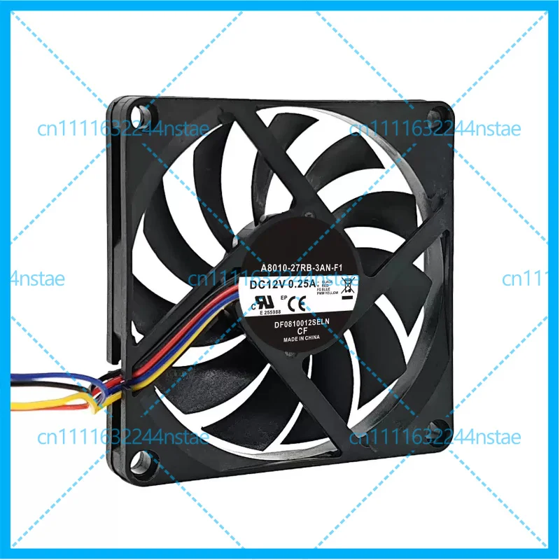 2pcs new 12V 0.25A 8010 8cm quiet ultra‑thin PWM temperature‑controlled case cooling fan