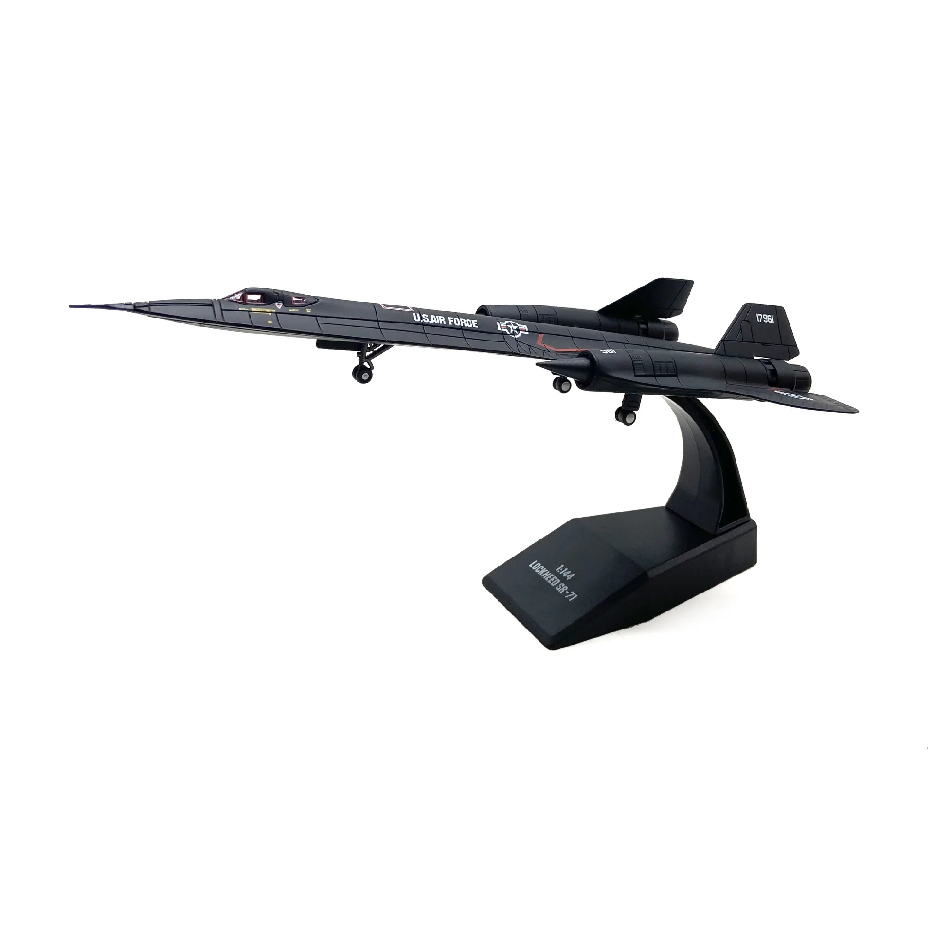 Decorazione della collezione di modelli da caccia in lega di aerei da ricognizione Blackbird Sr-71 dell'aeronautica americana in scala 1:144