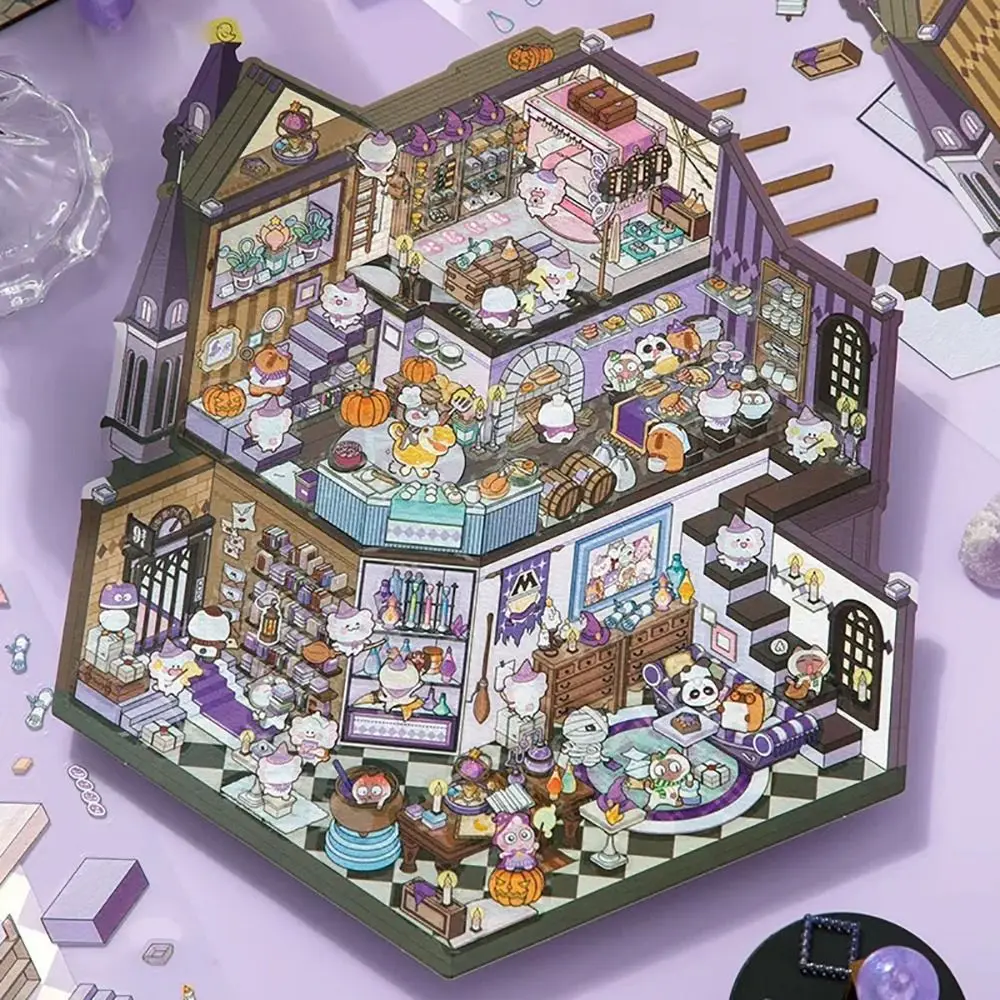 Novo plus size 3d paisagem adesivo dos desenhos animados visual empilhamento adesivo cena da cabine bolso cena estudante criança criança