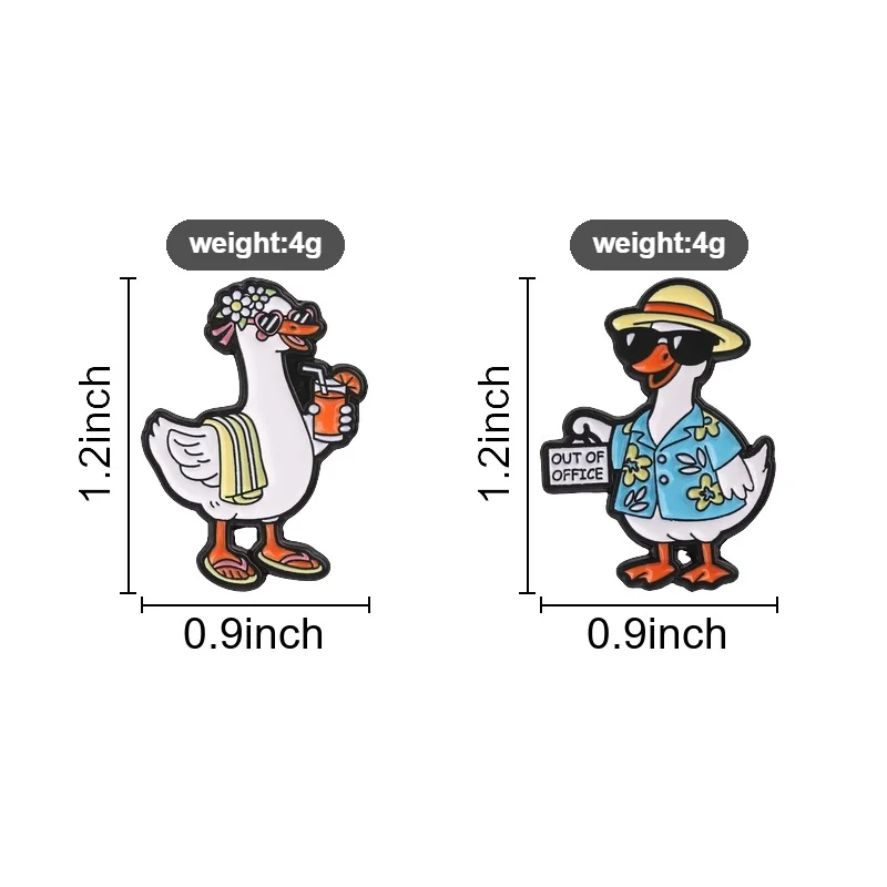 Lustiger Emaille-Pin „Gänse im Urlaubsmodus – Aus dem Büro“ – Firmenhumor-Brosche, Anstecknadel, Schmuckgeschenk für Freunde – Detail 1