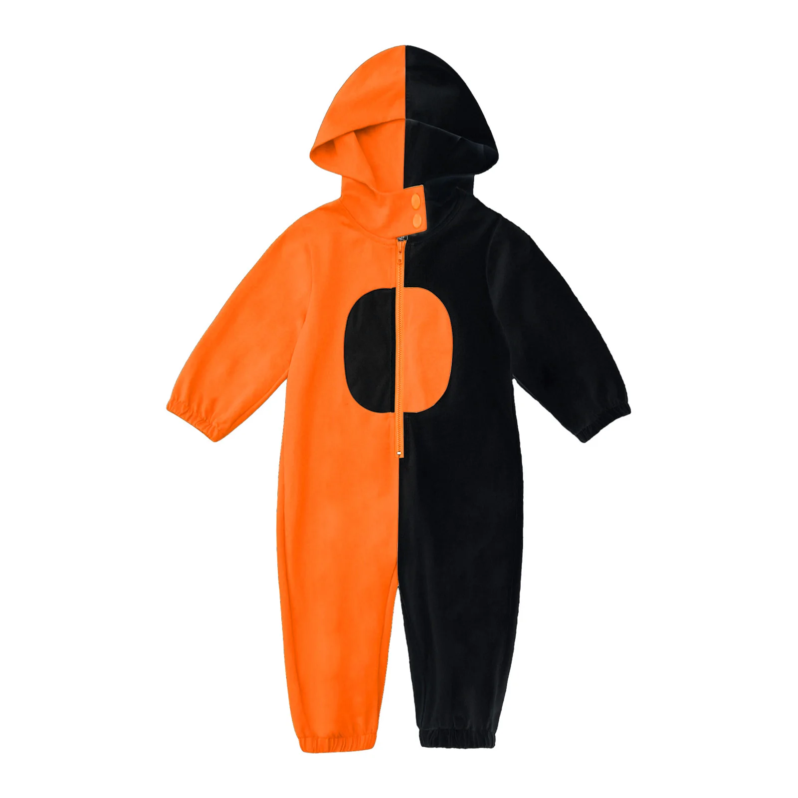 Toddler Baby Fashion Color Block Hooded Pajamas Long Sleeve Zipper Romper Jumpsuit Kids Halloween Christmas Party Daily Wear