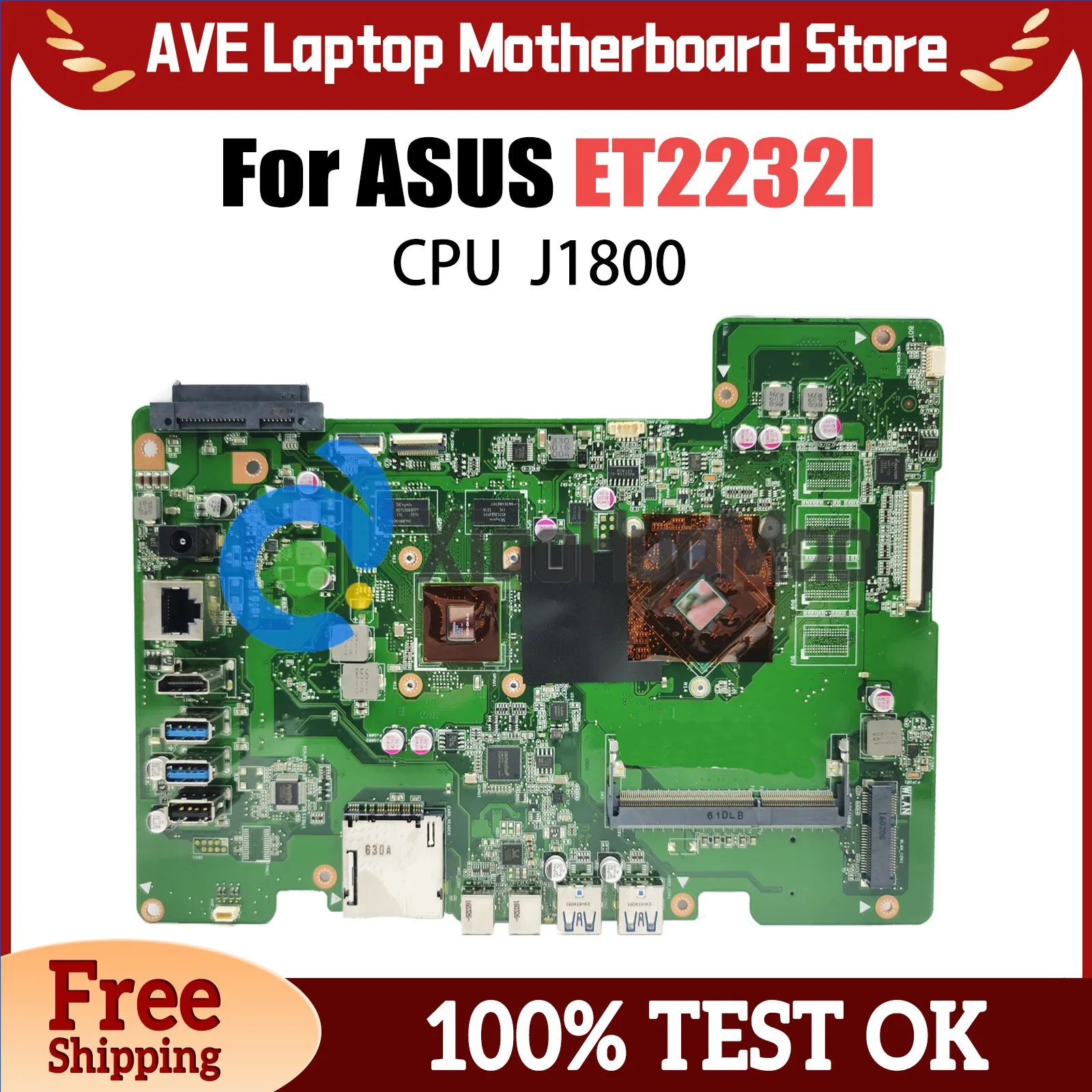 

Laptop Mainboard For Asus ET2232IET2232I Computer Motherboard with J1800 CPU V1G DDR3 Systemboard Fully Tested OK