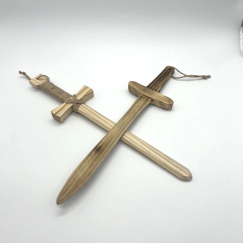 Épée en bois finition brûlée pour enfants, épée de samouraï, cosplay en plein air, épée Katana, accessoires pour garçons, jouets uniques, cadeau en gros, 40cm, 2 pièces