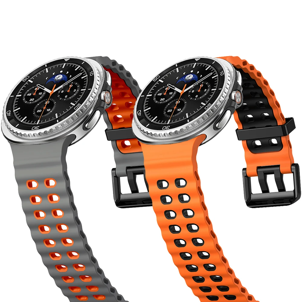 Sport Silicone Band for Samsung Galaxy Watch 8 Classic 46mm Two Color Marine Belt Bracelet Correa Galaxy Watch 9 8 40 44mm Strap