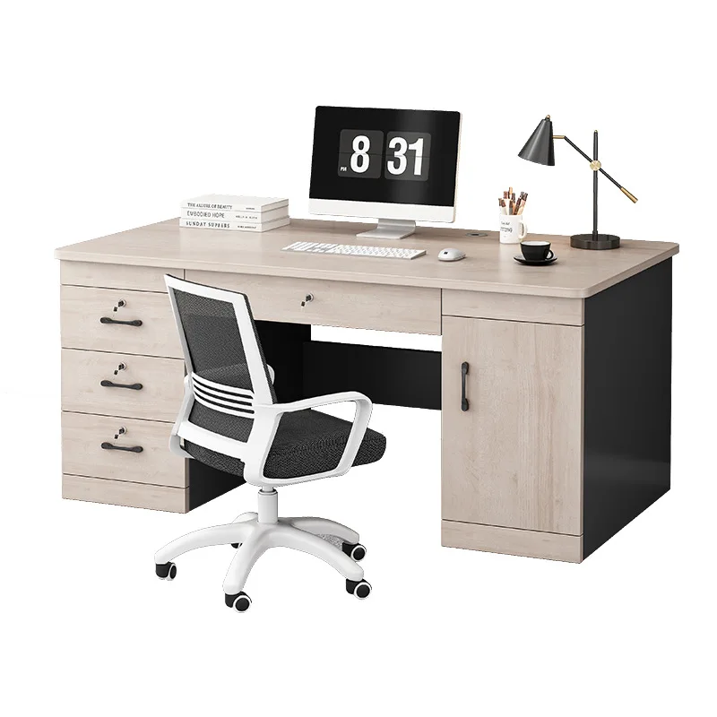 

Locked office desk, chair, computer desk, household simple desktop with drawers, single office combination