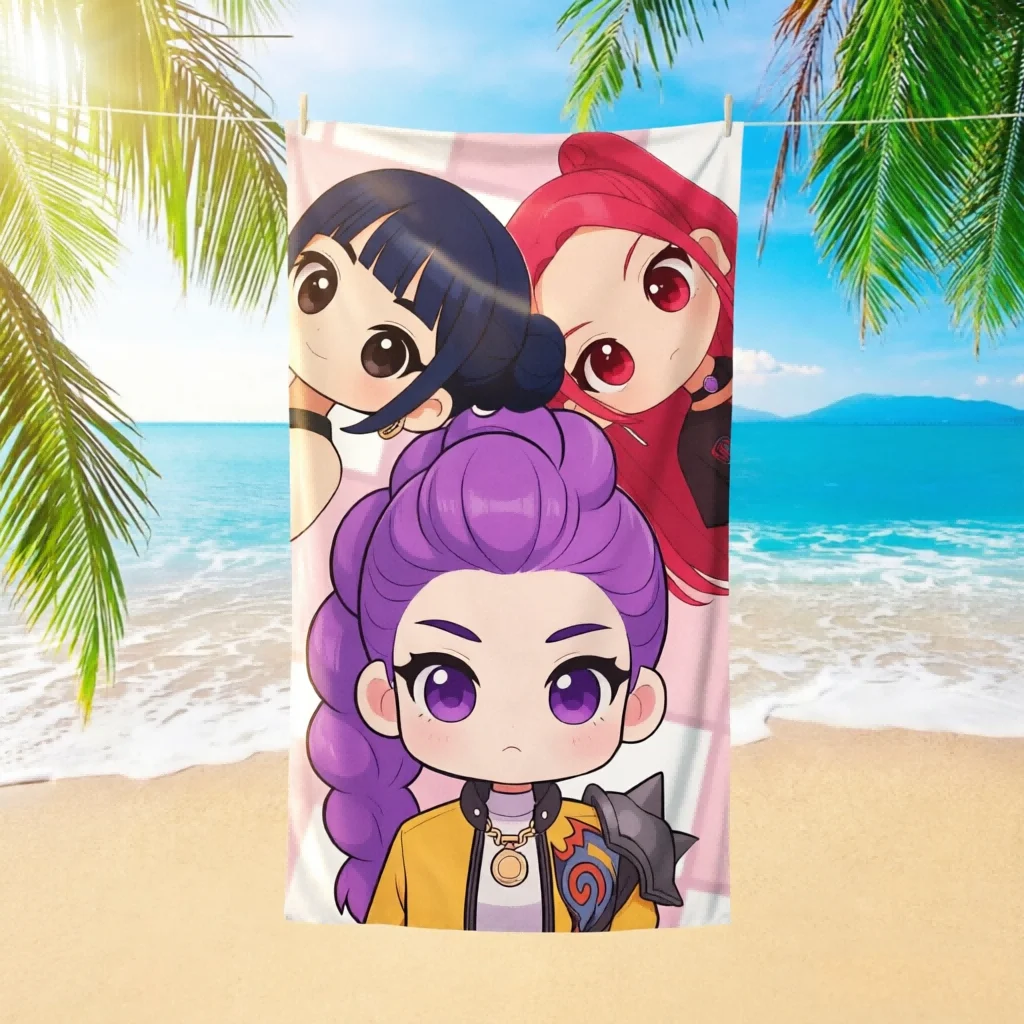 Toalla de playa Chibi Anime Girl, microfibra de secado rápido, ideal para niños y adultos, playa, piscina, baño, vacaciones, viajes, uso diario, 1 ud.