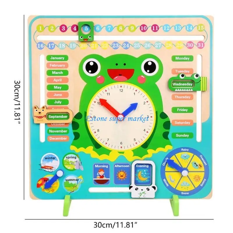090b学校ティーチングカレンダークロックおもちゃ教室学習エイズ天気季節の認知教育時計の子供たちの好意