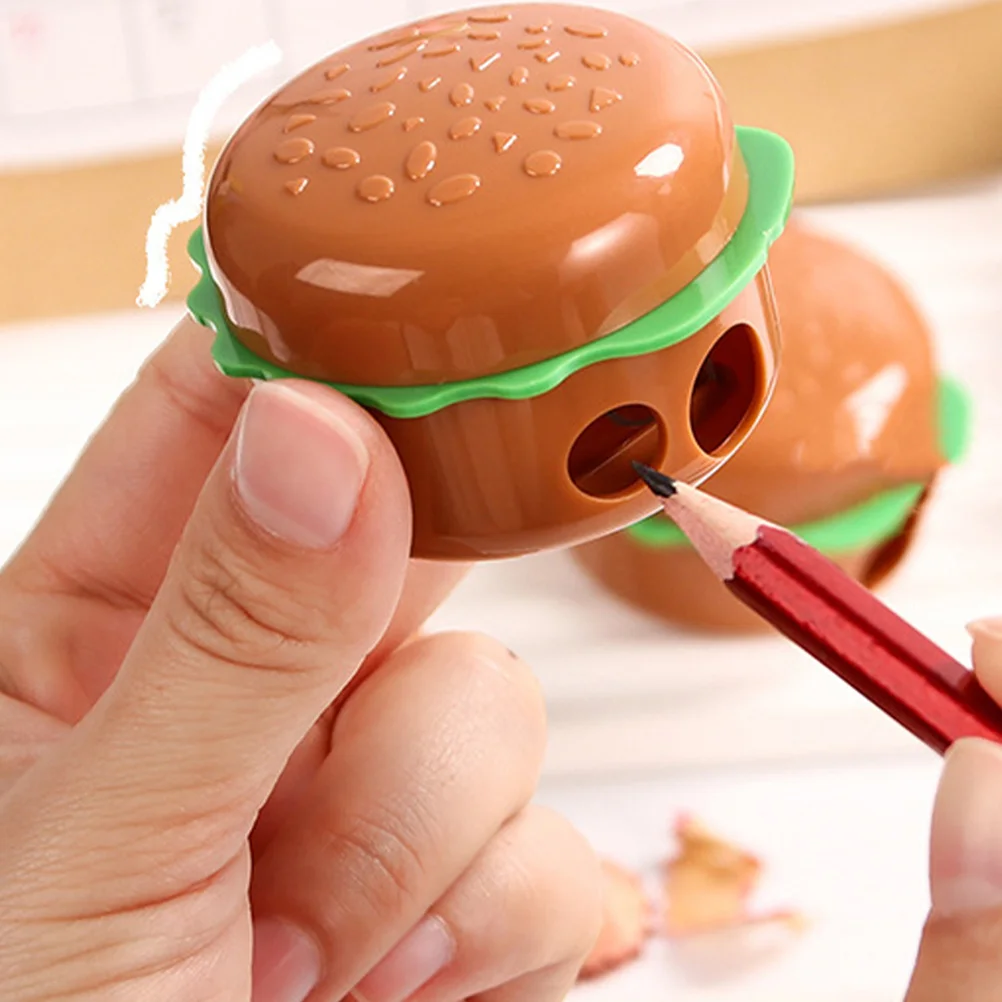 5 قطع من مبراة أقلام الرصاص المحمولة بتصميم همبرغر لطيف للقرطاسية المدرسية ومبراة يدوية لمستلزمات الفصول الدراسية الملونة