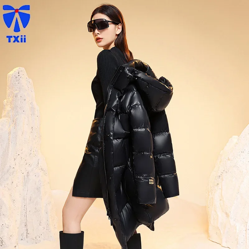 Black Gold White Goose Down Jacket Women\'s Long High-grade Self-heating Thickened Factory Fashion Couple Light Luxury Jacket