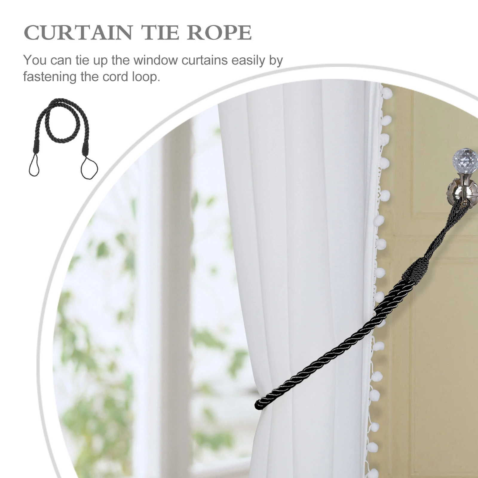 

2Pcs Curtain Tie Ropes Natural Cotton Handmade Decorative Tiebacks for Windows Elegant Drapery Holders Home Office Decoration