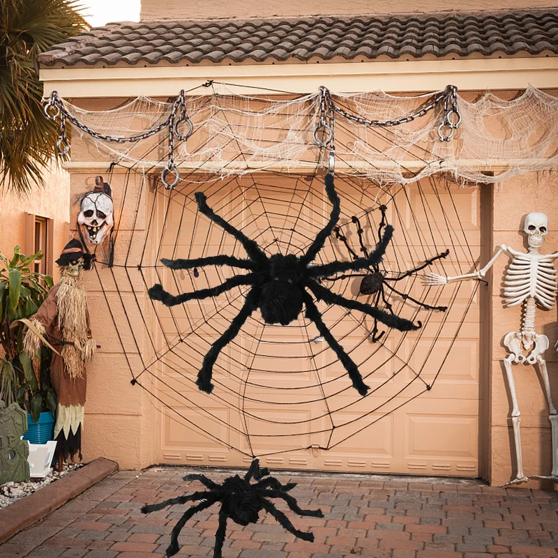 Black White Halloween Spider Web Giant Stretchy Cobweb For Home Bar Haunted House Scary Props Horror Halloween Party Decorations