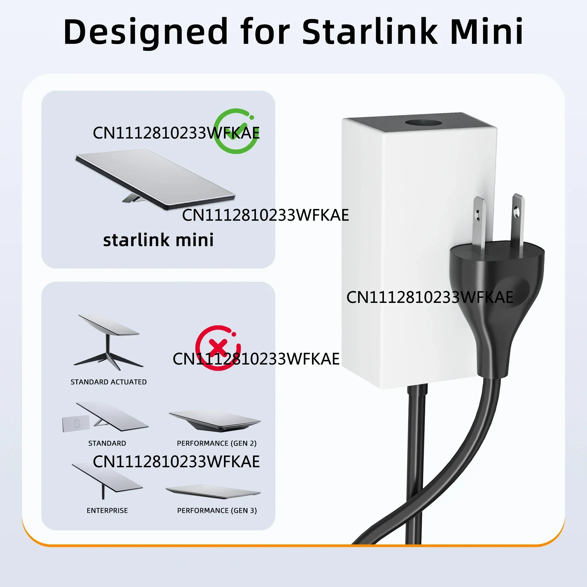 Starlink Mini AC Power Supply Starlink Mini Extension Power Cable Output 60W Wall Charger Plug Smaller Plug Footprint 5.9FT