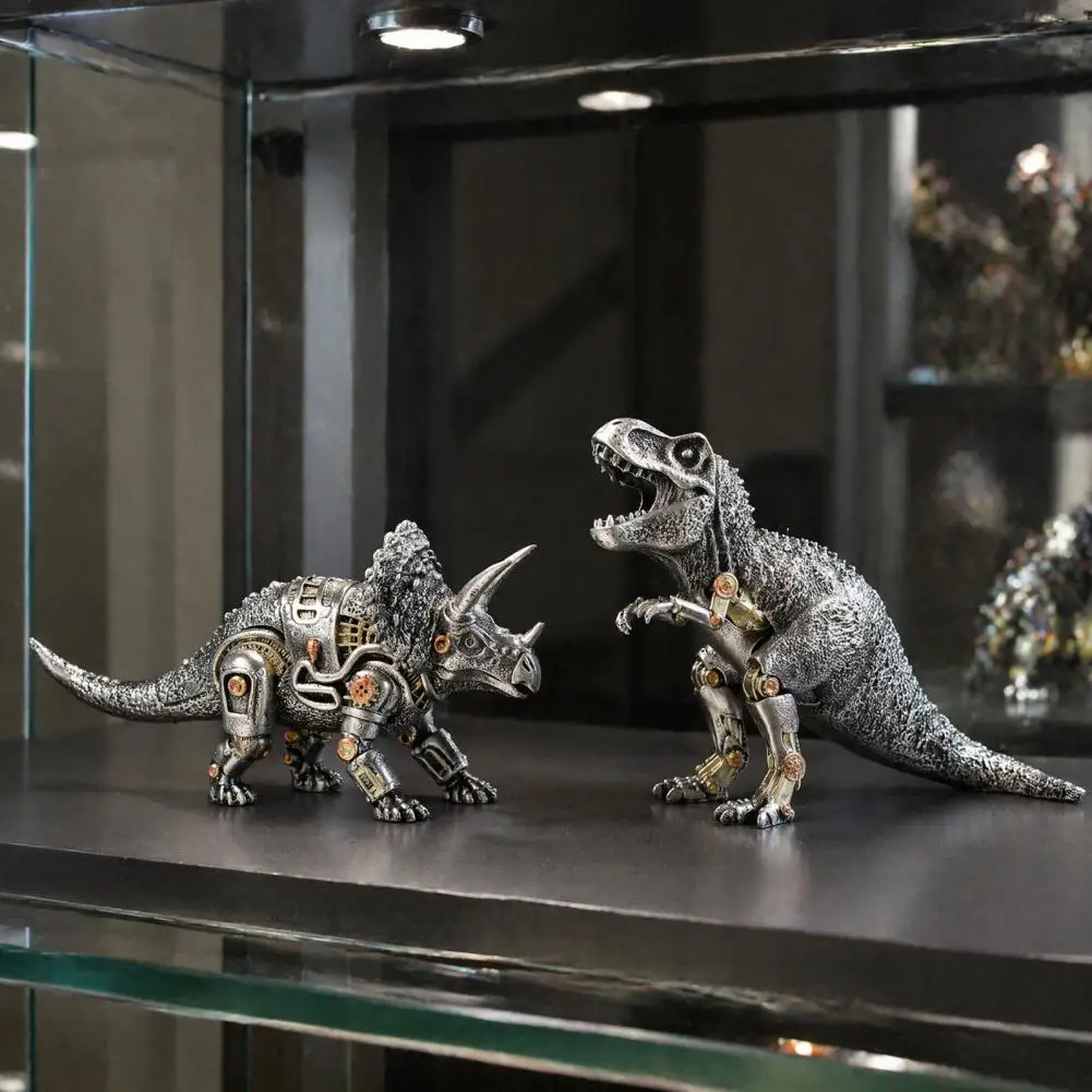 Retro Gear Sculpture Decor Steampunk Mechanical Beast Resin Figurine Vintage Gear Statue Style Desktop Decor for Office Study