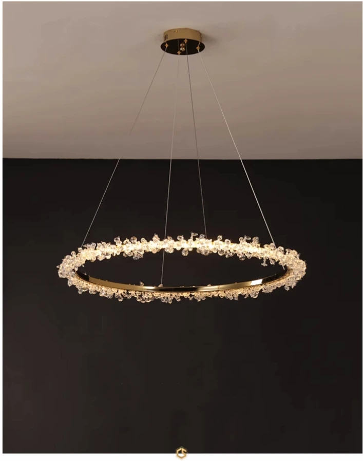 Crystal Dimmable Pendant Light Living Room Circle