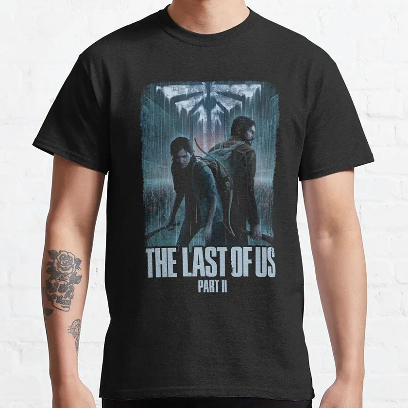 Vintage survival horror video game The Last of Us graphic t shirts for men 100% cotton plus size clothes tops printed t shirt