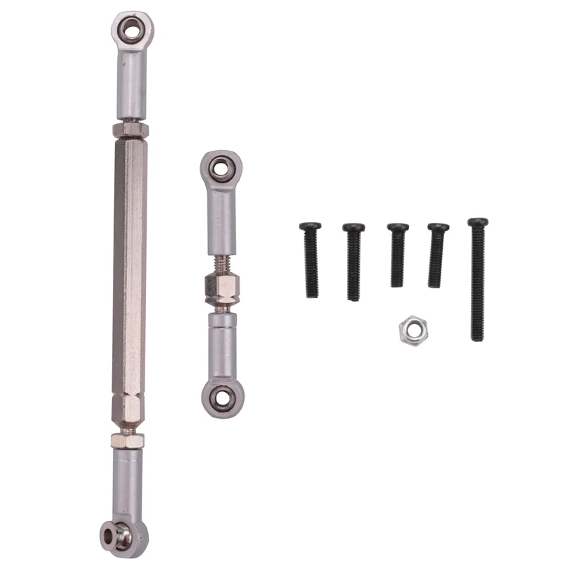 RC Steering Linkage Rod Set, liga de alumínio cinza, usinagem CNC, caminhão WPL 1608T RC