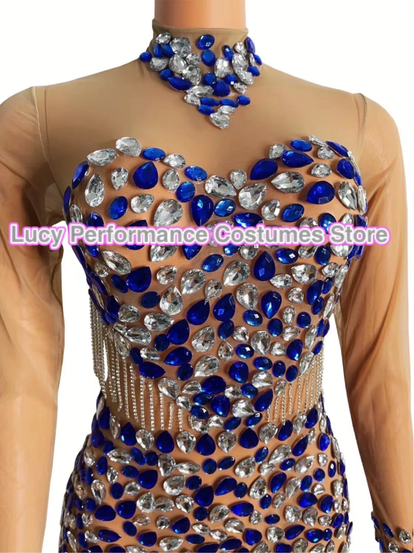 

2022 popular full diamond flesh series singer gogo guest performance bar DJ dance DS night sexy suit