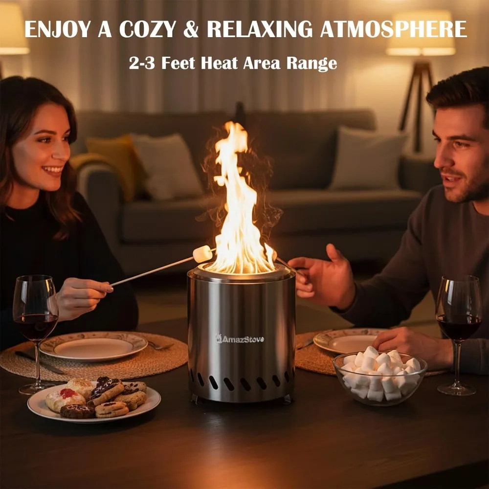 Poisson de foyer de table portable 9,7 x 7,1 pouces, poêle de camping à faible fumée pour une utilisation en extérieur avec sac de voyage