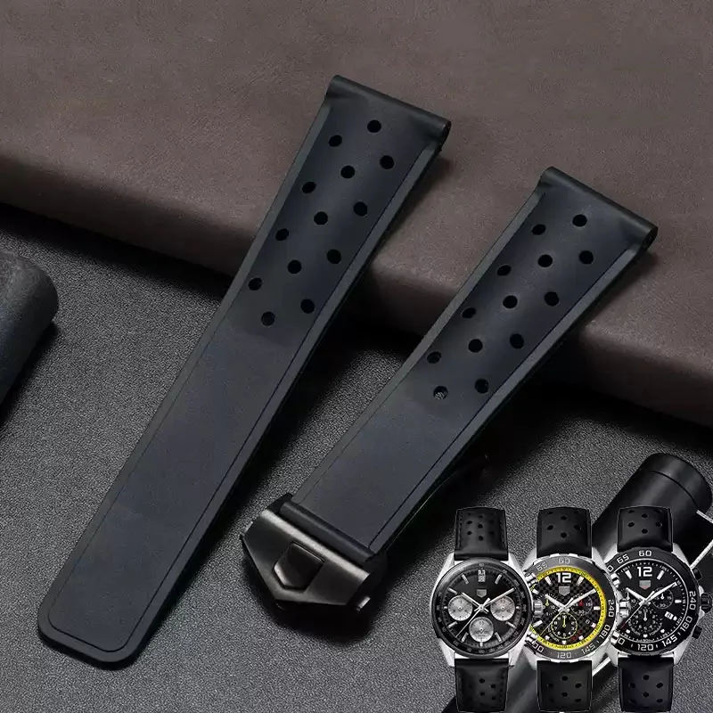 Silicone Strap for TAG Heuer FORMULA 1 Racing Carrera Race MONACO Rubber Watchband 22mm Men's Breathable Watch Accessories