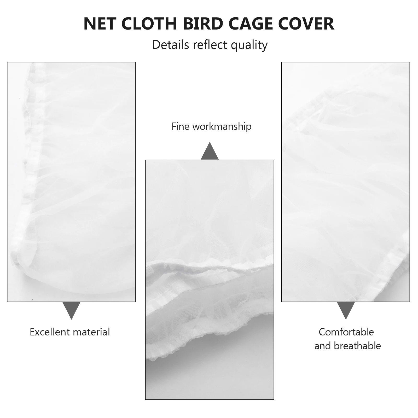 

Mesh Bird Cage Cover Skirt for Large White Cages Seed Catcher Airy Fabric Heavy Duty Elastic Easy Cleaning