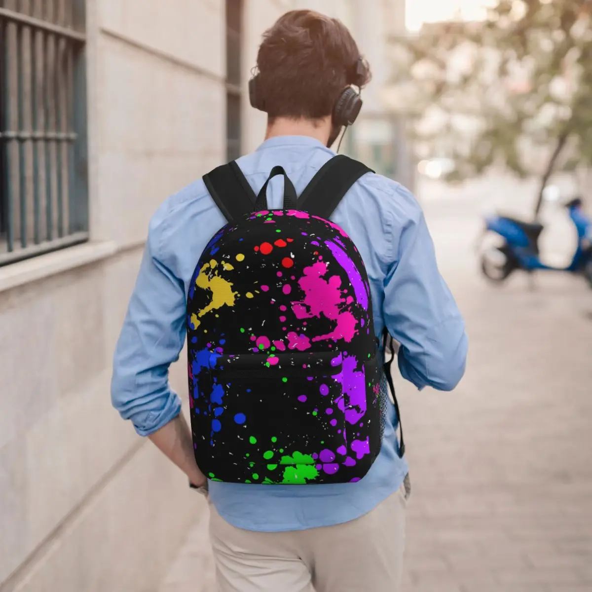 Colorful Graffiti Splatter Print Backpack Boys Girls BookBag Children School Bag Computer Shoulder Bags for Men Women