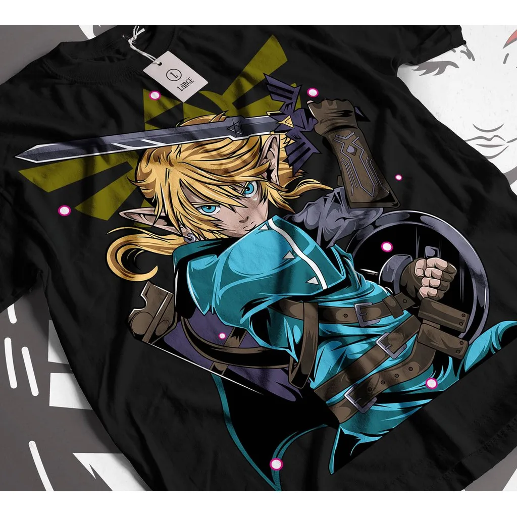 The Legend of Zelda Link T Shirt Men Women and Kids Vintage Game Graphic Tees Triforce Shield Sword Print Casual Cotton Tops