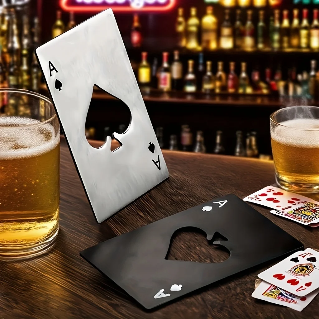 3PCS Stainless Steel Ace of Spades Bottle Opener Creative Tool Multi-Purpose Beer Bottle Opener Gadgets Kit Tools Poker Gear