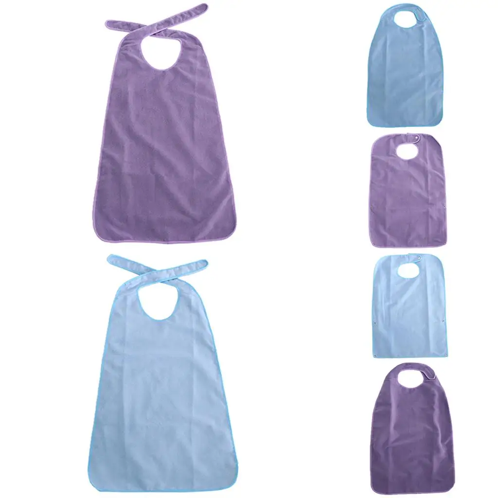 

Adult Clothing Protector Waterproof Terry Cloth Bib Machine Washable Apron for Senior Mealtime Support