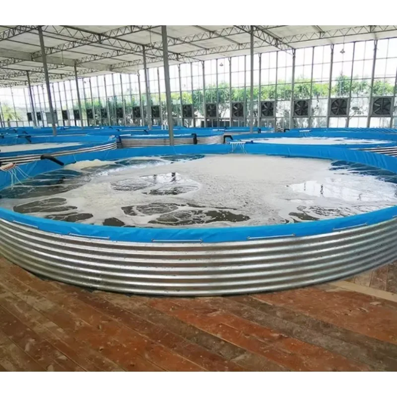 Customized Greenhouse Fish Farming Tank Galvanized Steel Sheet PVC Tarpaulin Liner Indoor/Outdoor Aquaculture Equipment