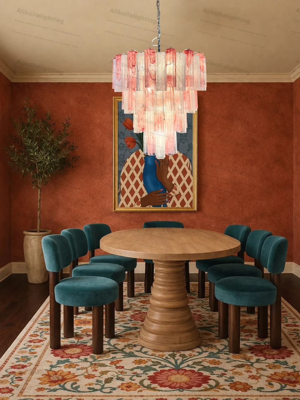 2026 Summer Holiday Glass Design Dimming LED Chandelier Hanging Lamp Suspension Luminaire Lampen For Foyer Dinning Room