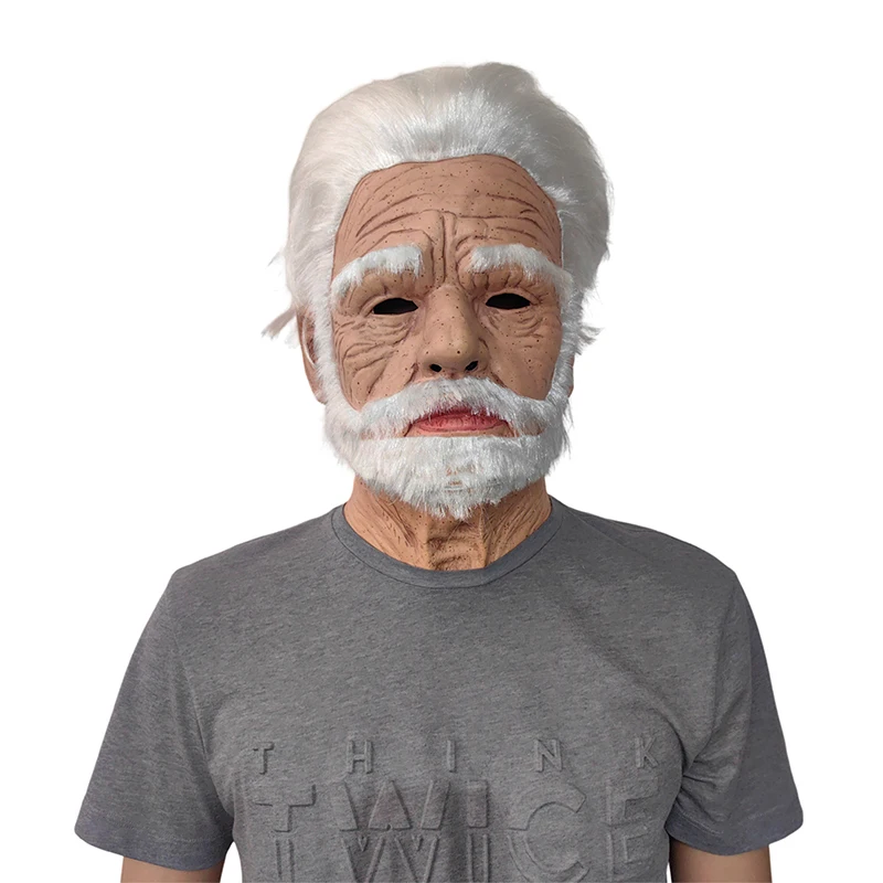 Old Man Facewear Realistic Grandpa Cosplay Facewear Headwear for Role-Playing Party Masquerade Costume Props