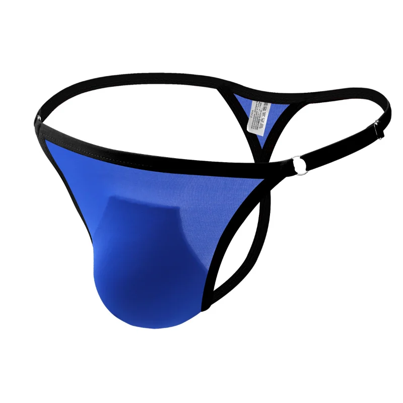 Sexy String Bikini Men Ice Silk Breathable Thong Adjustable Buckle Jockstrap Low Waist Sheer Jock Strap Translucent Homme Slip