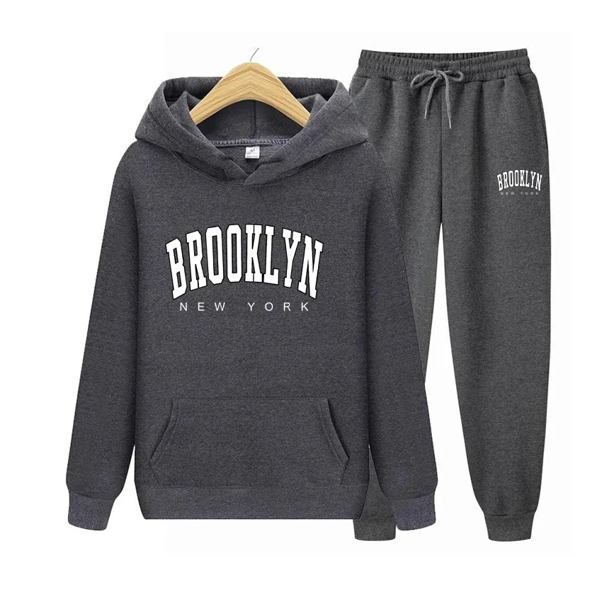 

Men's And Women's Long Sleeves Hoodie Set 1898 New York Printed Women Hoodies Set Fleece Hoody Set Creativity Pullover Clothing