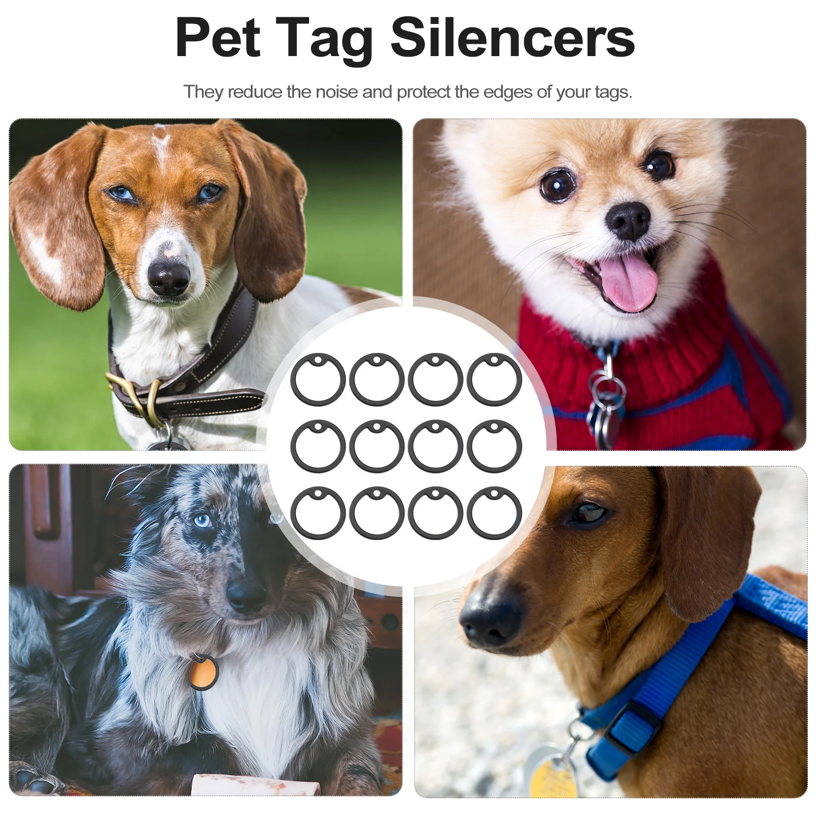 

12Pcs Pet Tag Silencers High Performance Round Stretchable Edge Protector and Noise Reducer Pet Tag Silencers