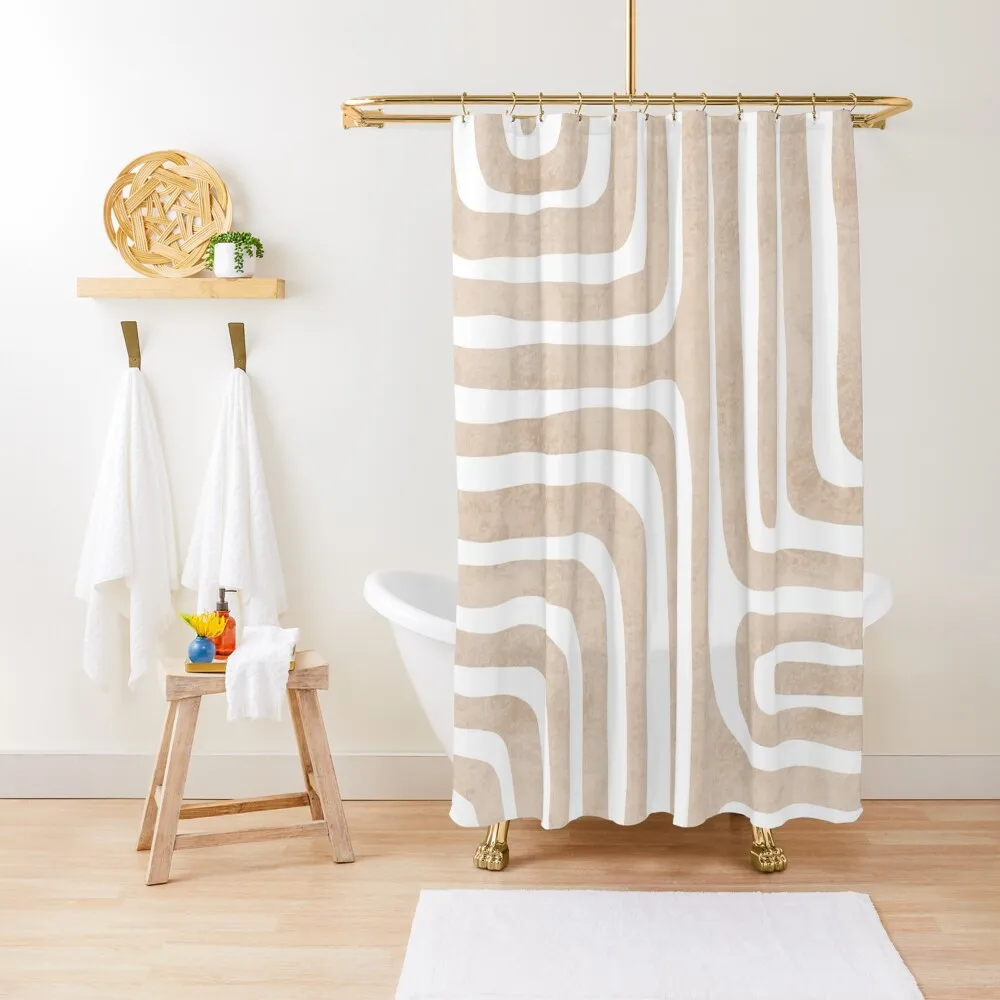 

Neutral geometric line art pattern Shower Curtain Shower For Bathroom Set Waterproof Fabric Bathroom Bathroom Decor Curtain