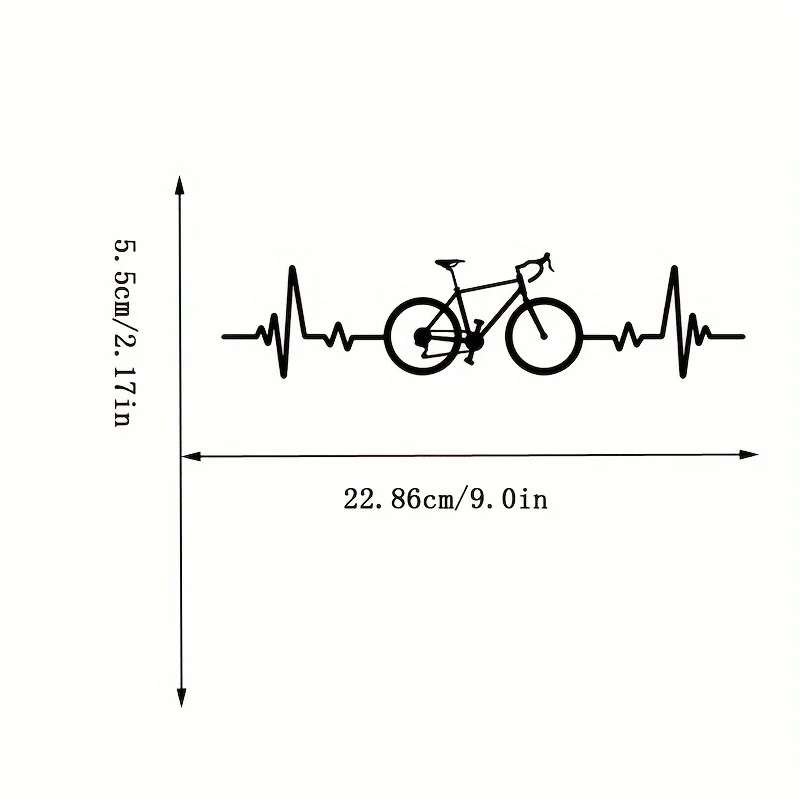 1Pc 2D Flat Bicycle Heartbeat Vinyl Sticker, Waterproof Decal for Car Laptop Wall Decor, Holiday Gift