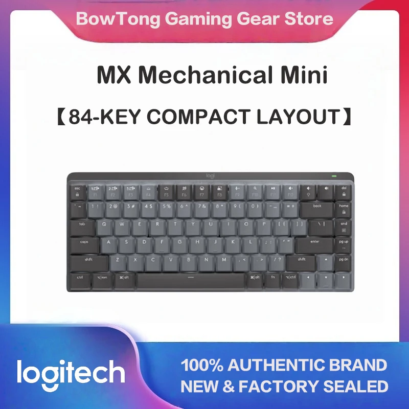 

Беспроводная механическая клавиатура Logitech MX, синие переключатели Clicky Blue, низкопрофильные бесшумные механические клавиши, Bluetooth и Logi Bolt