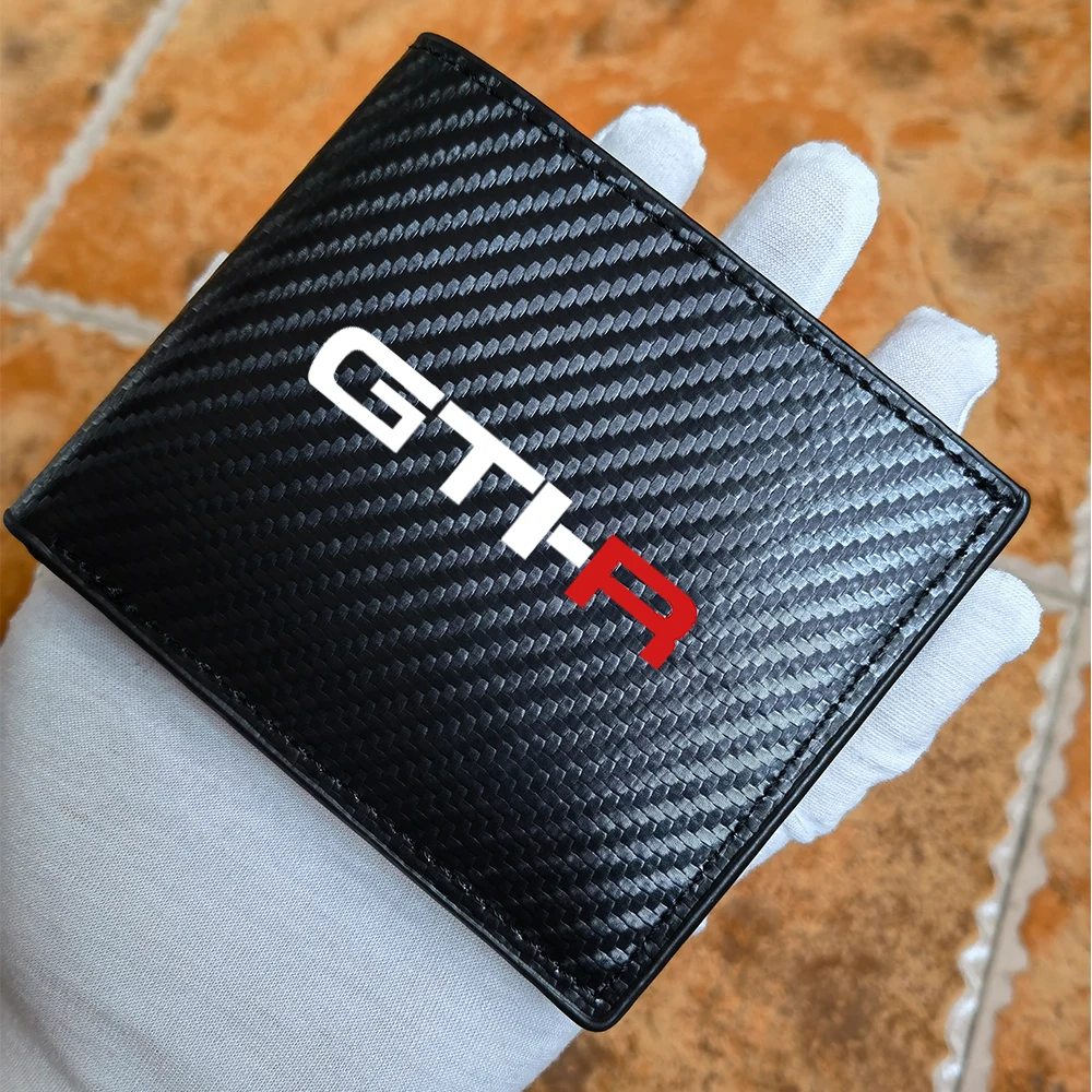 car carbon fiber leather wallet Card package for Nissan Pulsar gtir gti-r Car Accessories