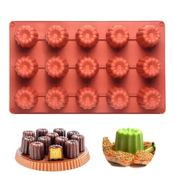 15 Cavity Canele Mold Non-stick Silicone Canneles Mould DIY Muffin Cupcake Pan Chocolate Jelly Mousse Cake Baking Accessories