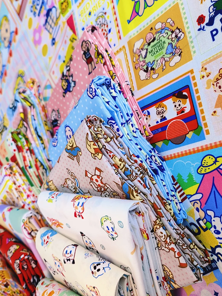 Pure Cotton Handmade Patchwork 20S Japanese Cartoon Digital Printing Clothing Illustration by Half Meter