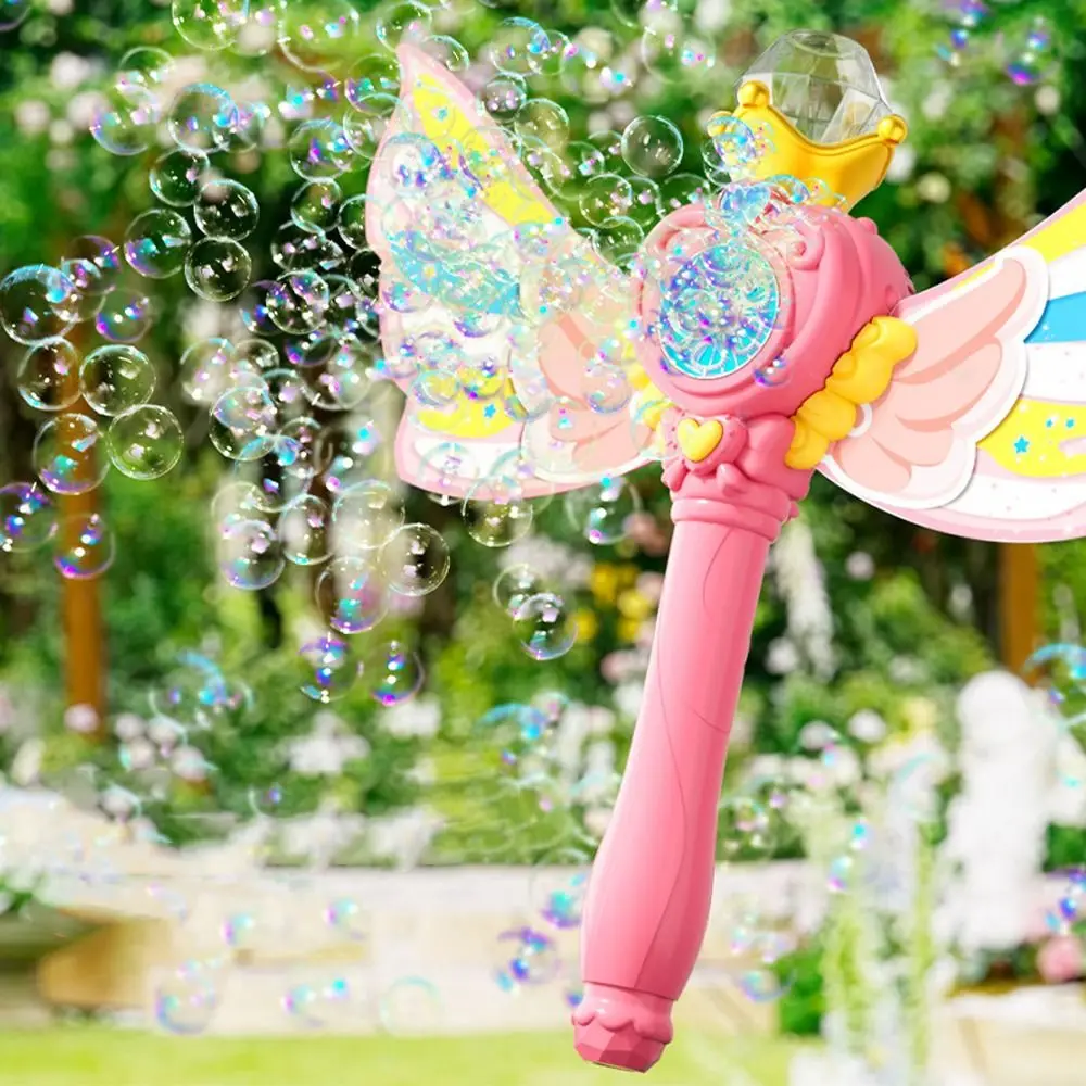 Gift Automatic Electric Bubble Maker Handheld with Wings Bubble Machine Luminous Bubble Blower Toys Outdoor Party