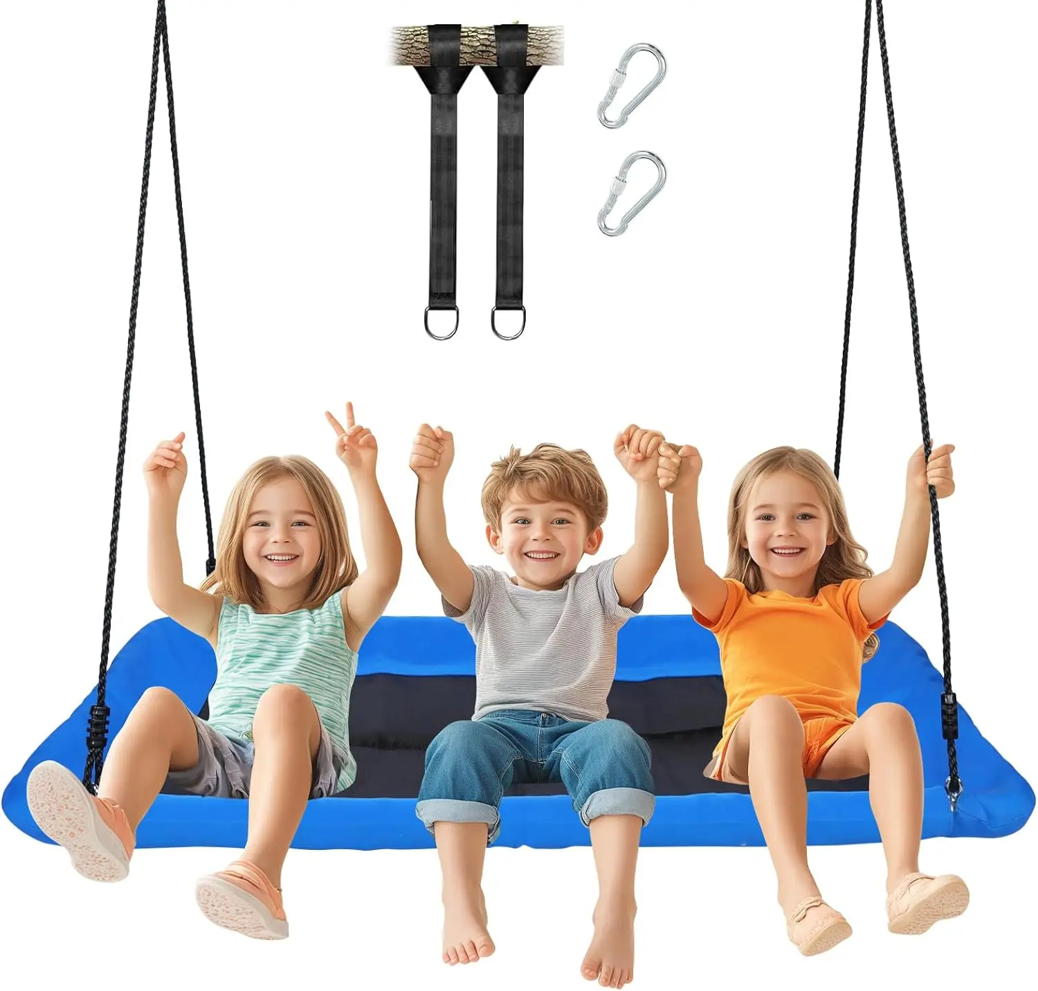 

Heavy-Duty 800lb Rectangular Tree Swing for Kids and Adults with Adjustable Straps in Blue