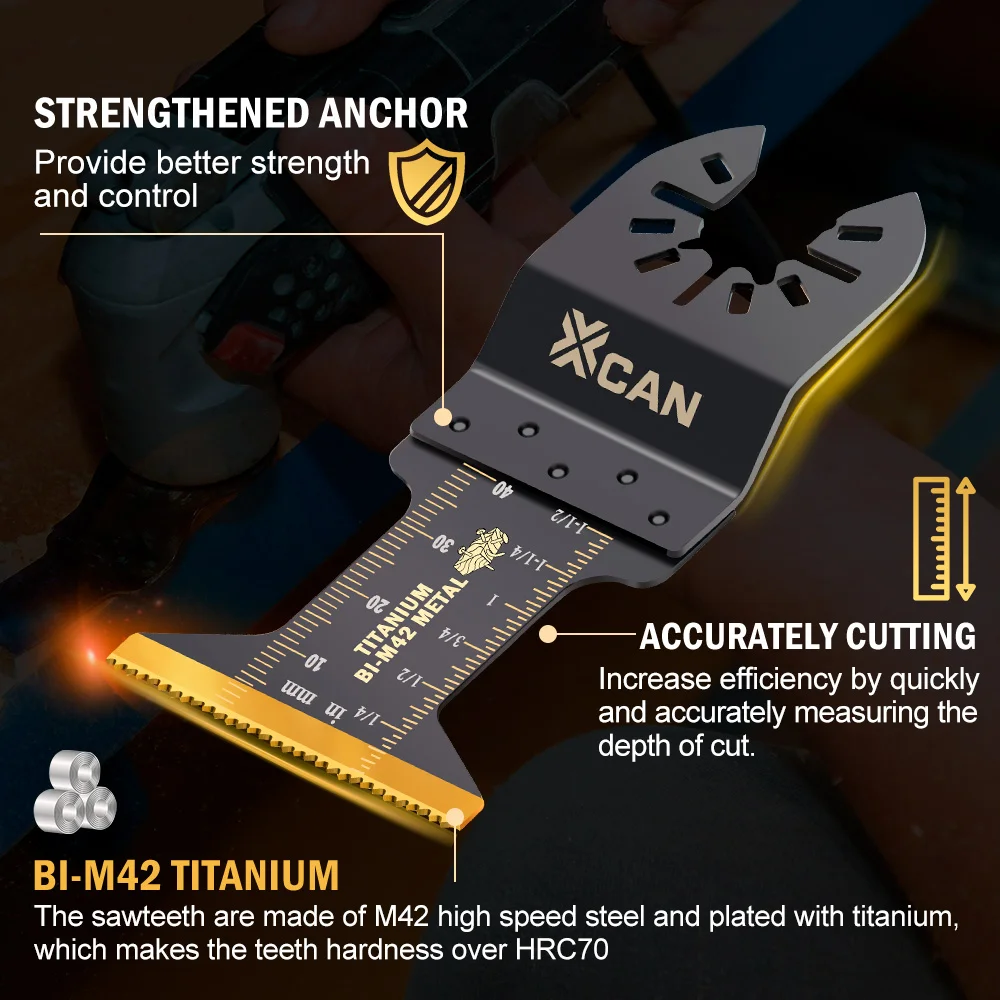 XCAN 44mm Titanium Oscillating Saw Blades Metal Cutting Multitool Blades Sharp Multi Cutter Blade For Metal Wood Plastic