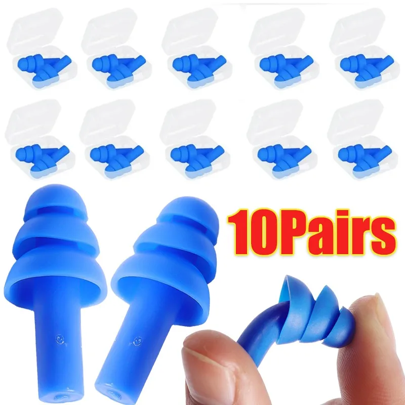 

10/1Pairs Soft Reusable Silicone Ear Plugs For Swimming Sleeping Waterproof Noise Reduction Ear Plugs Hearing Protector With Box